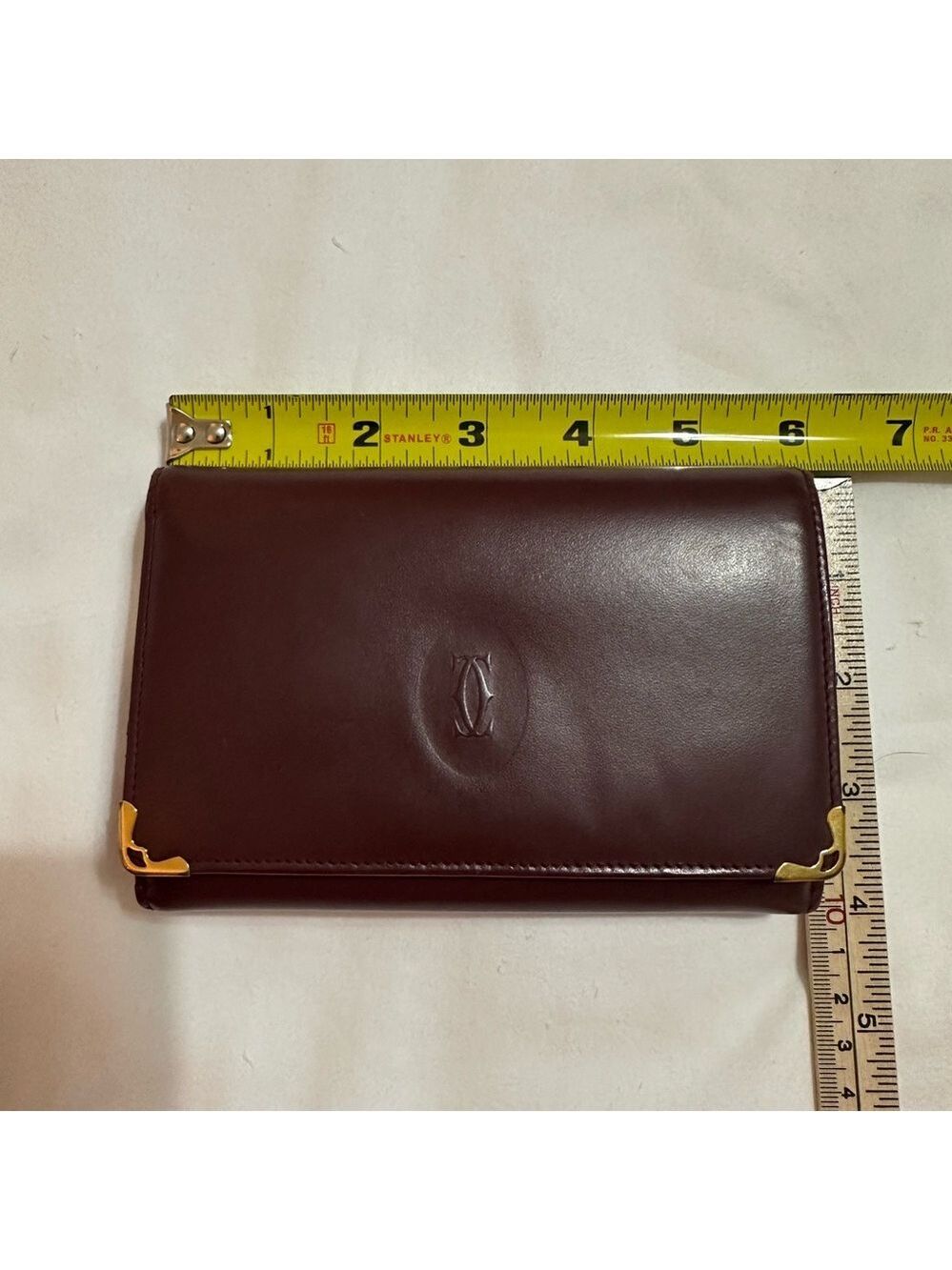 CARTIER MUST DE CARTIER BORDEAUX LEATHER BIFOLD WALLET FRANCE GOLD HARDWARE - Picture 5 of 9